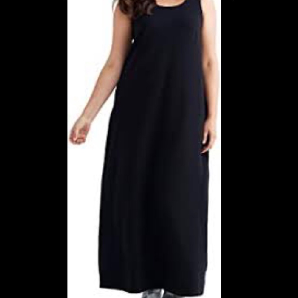 Mimi Maternity Maxi Dress Size M Navy Sleeveless Leafs Pattern